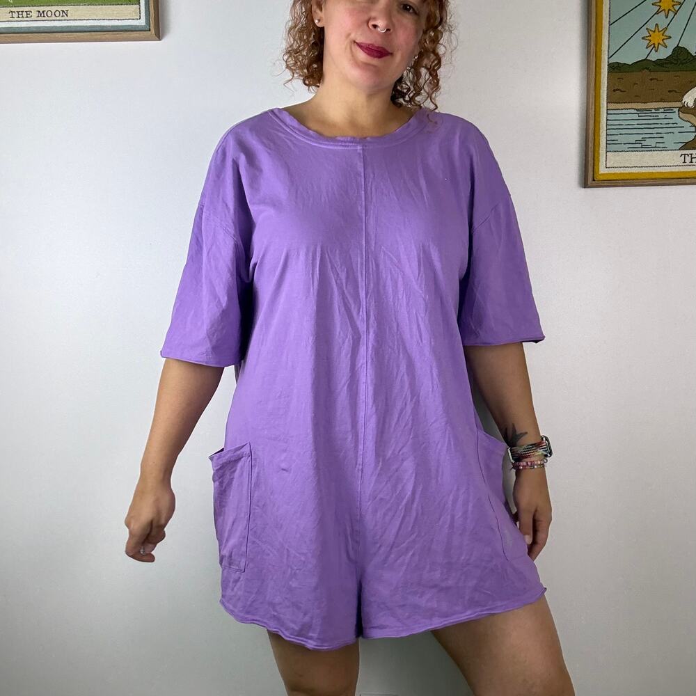 Free People Hot Shot Tee Romper light purple size xl